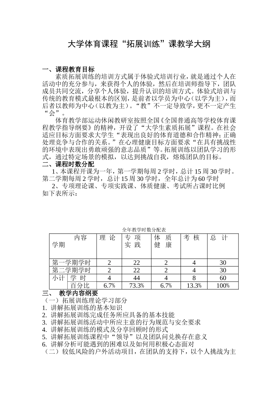拓展训练教学大纲_第1页