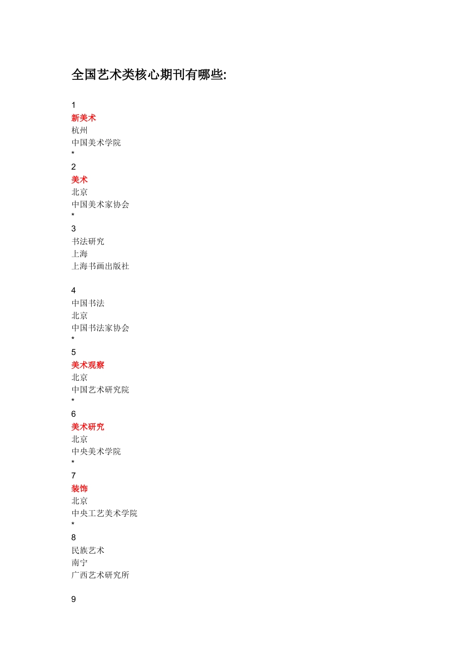 全国艺术类核心期刊有哪些_第1页