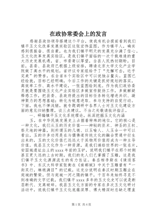 在政协常委会上的发言