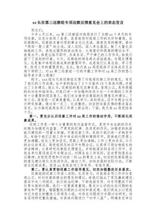 领导在第三巡察组专项巡察反馈意见会上的表态发言