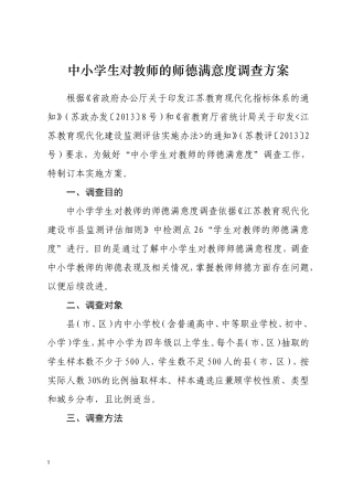 师德调查问卷实施方案1