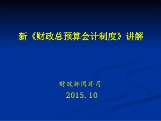 总预算会计制度讲解PPT