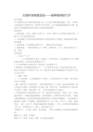 各种各样的勺子——大班科学