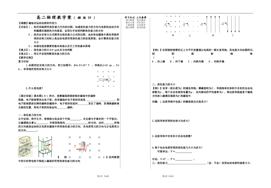 高二物理磁场9教案_第1页