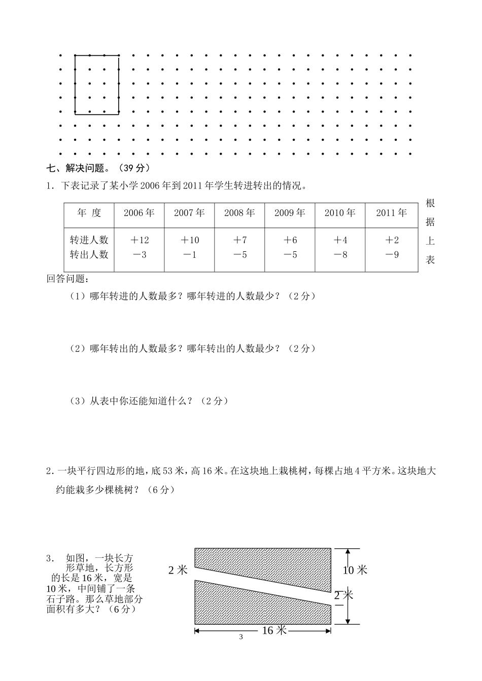 五年级数学阶段调研试卷_第3页