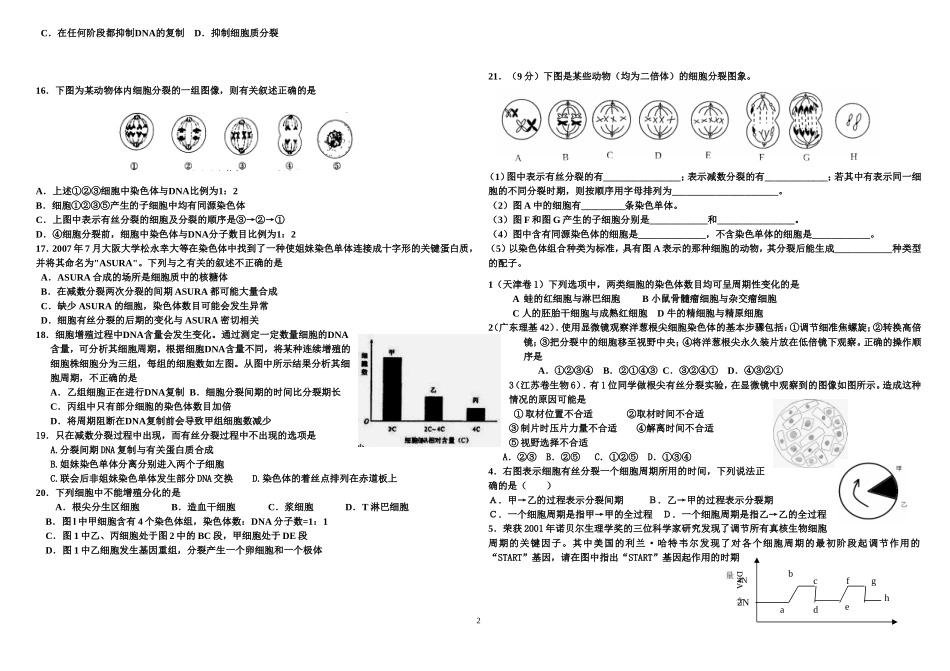 细胞增殖练习题及答案_第2页