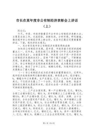 市长在某年度非公有制经济表彰会上讲话（上）