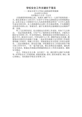 学校安全工作关键在于落实