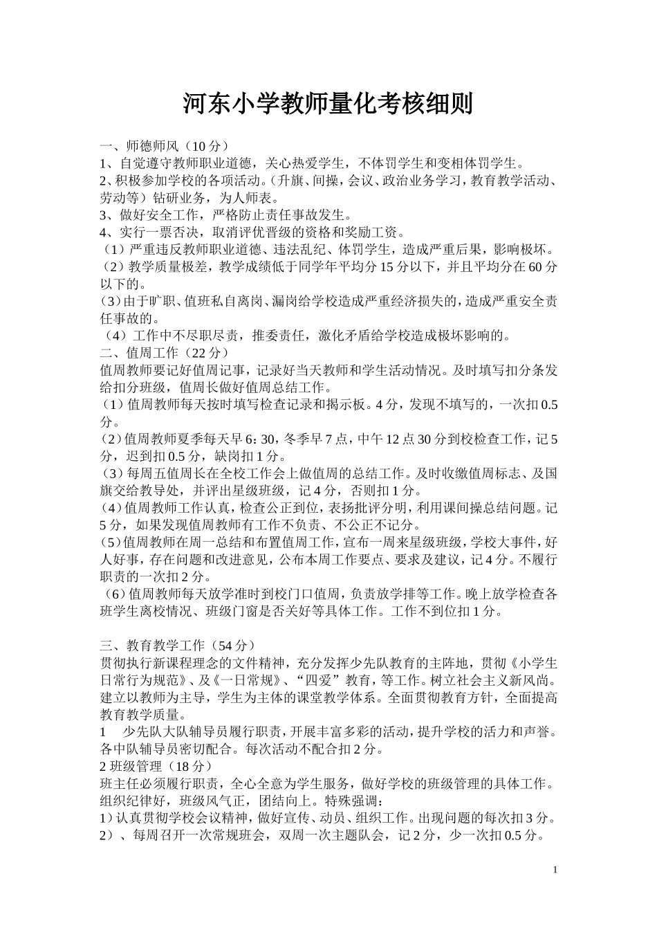 小学教师量化考核细则_第1页