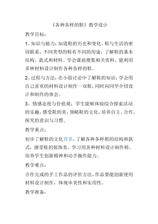 33各种各样的鞋教学设计