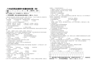 八年级下册思想品德期中质量检测试题