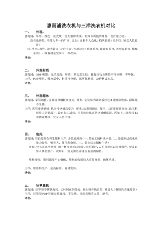 惠而浦洗衣机与三洋洗衣机对比