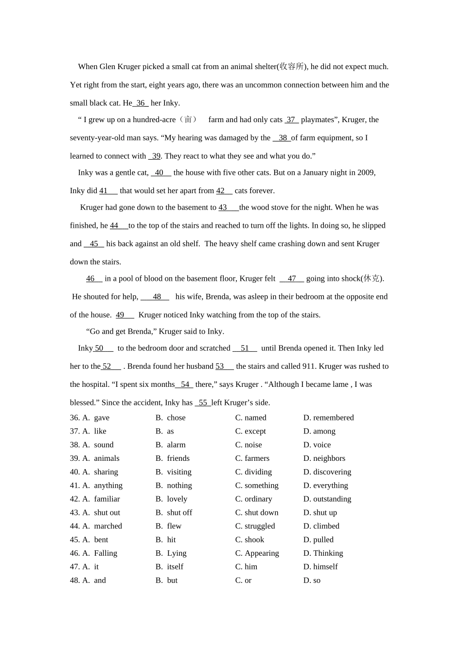 完形填空5忠猫救主_第1页