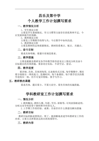 各种计划撰写要求