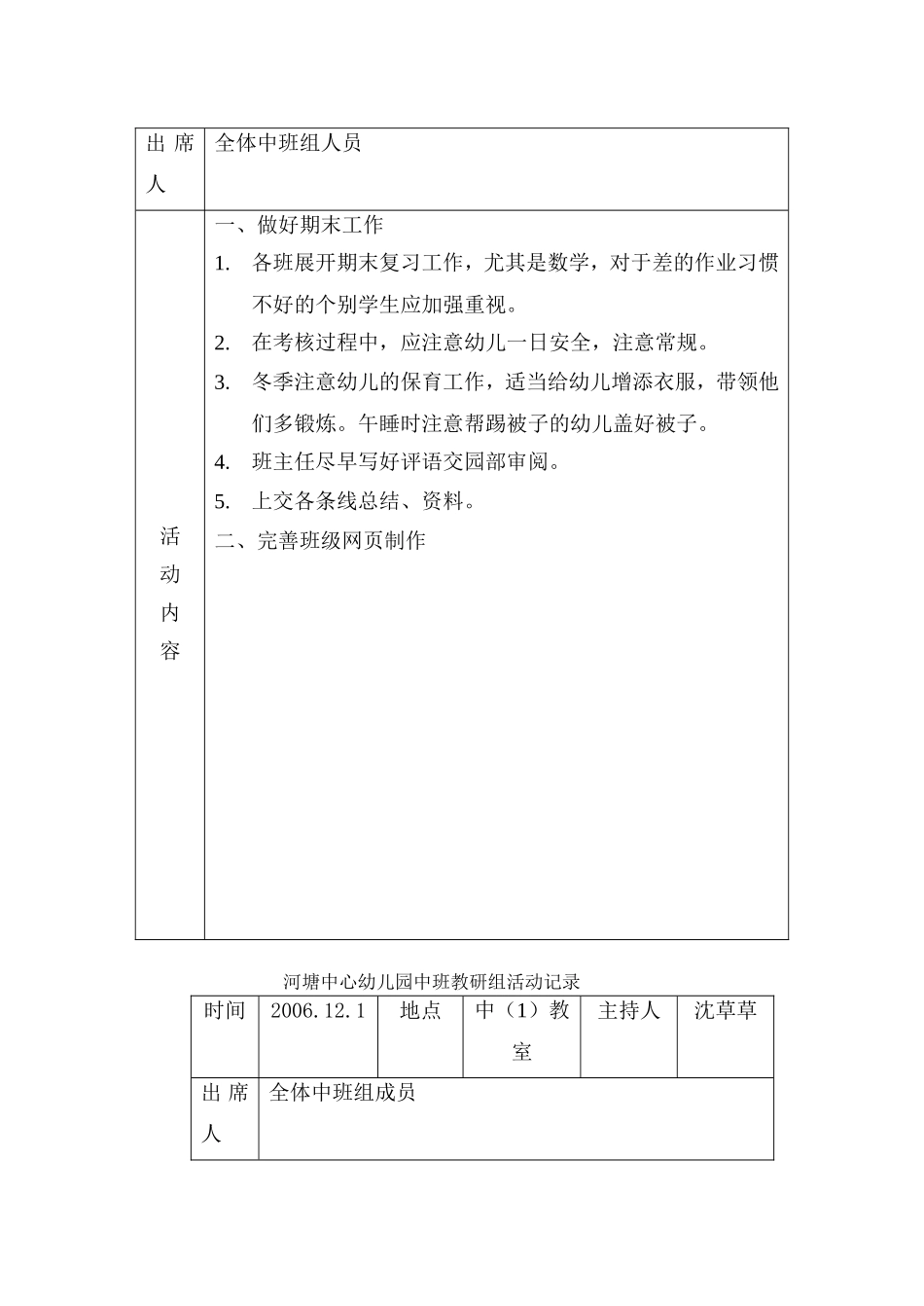 教研组活动记录荷塘幼儿园_第2页