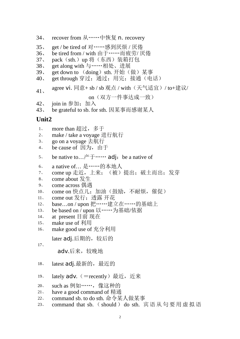 高中英语必修1短语整理_第2页