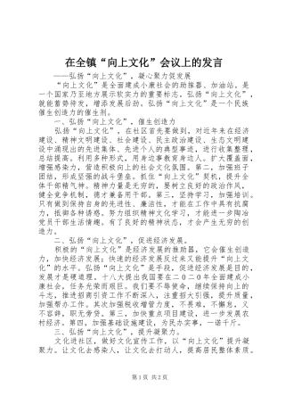在全镇“向上文化”会议上的发言