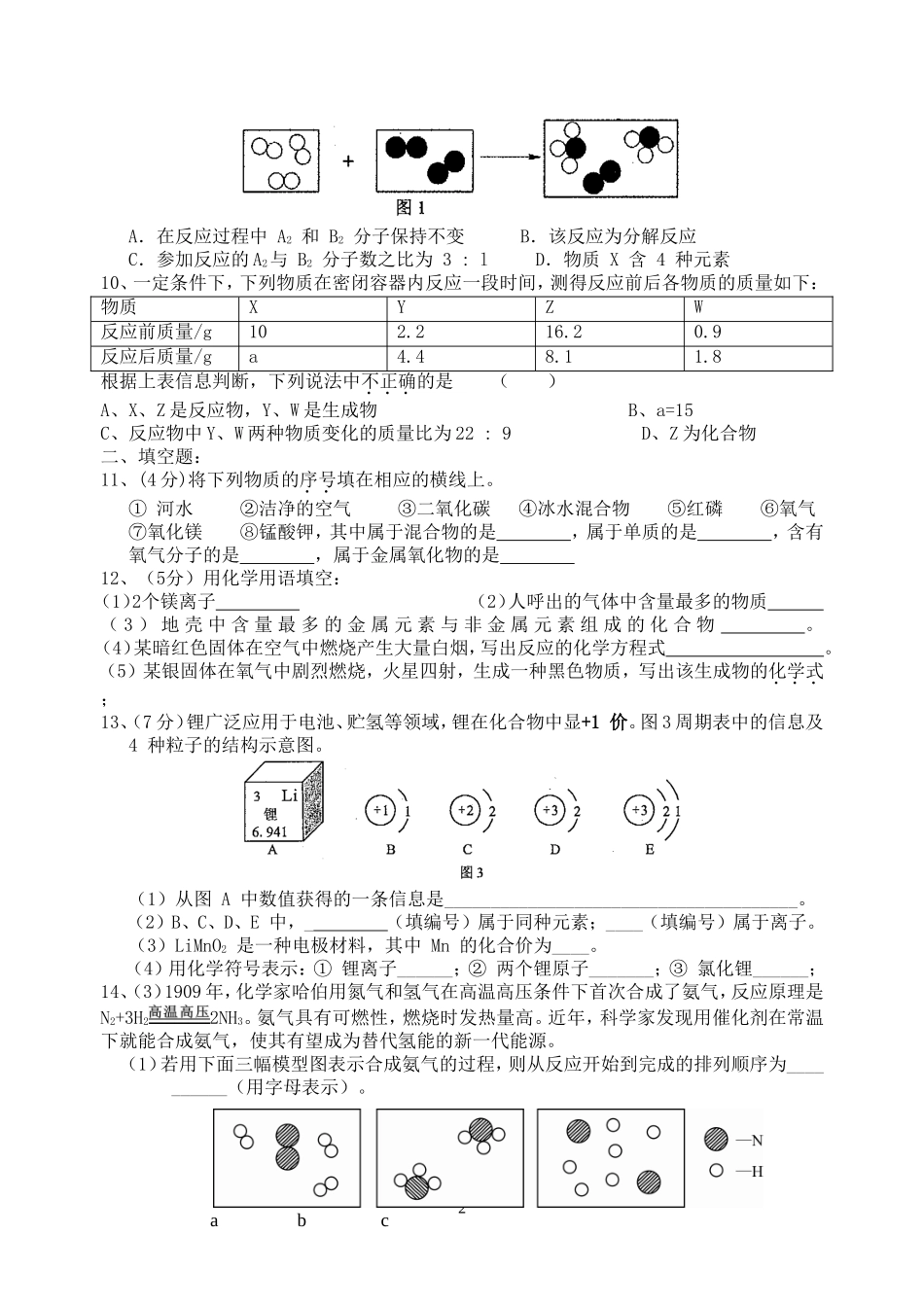 初三化学试卷_第2页