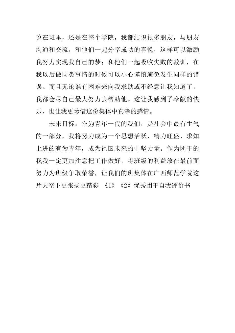 优秀团干自我评价书_第3页