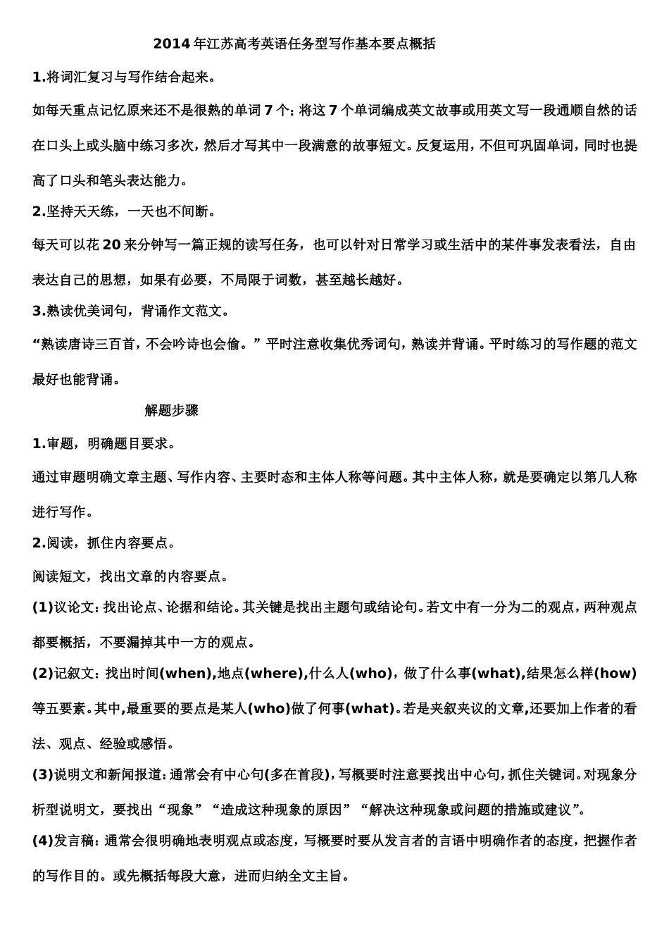 2014年江苏高考英语任务型写作基本要点概括_第1页