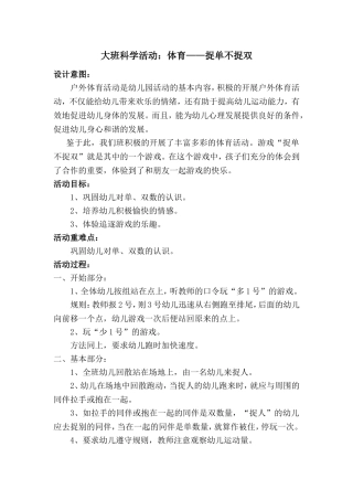 大班体育游戏《捉单不捉双》