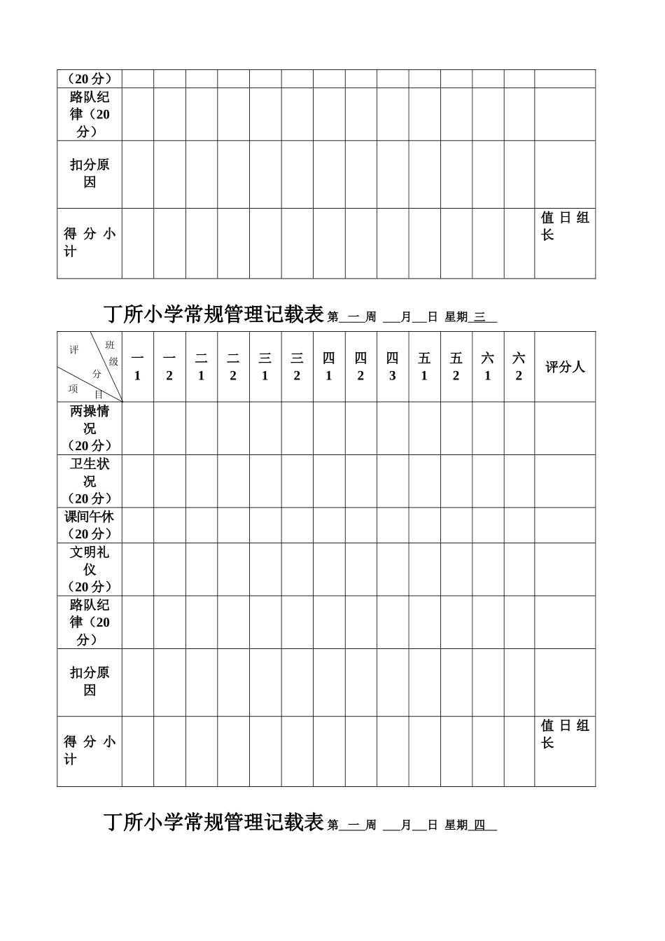 丁所小学常规管理周日记载表_第2页