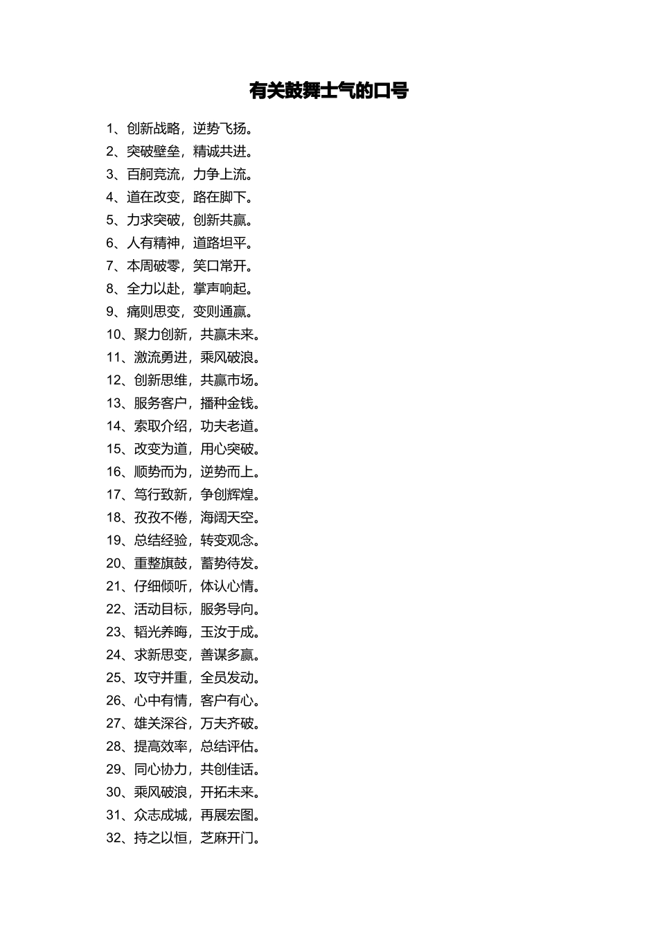 有关鼓舞士气的口号_第1页