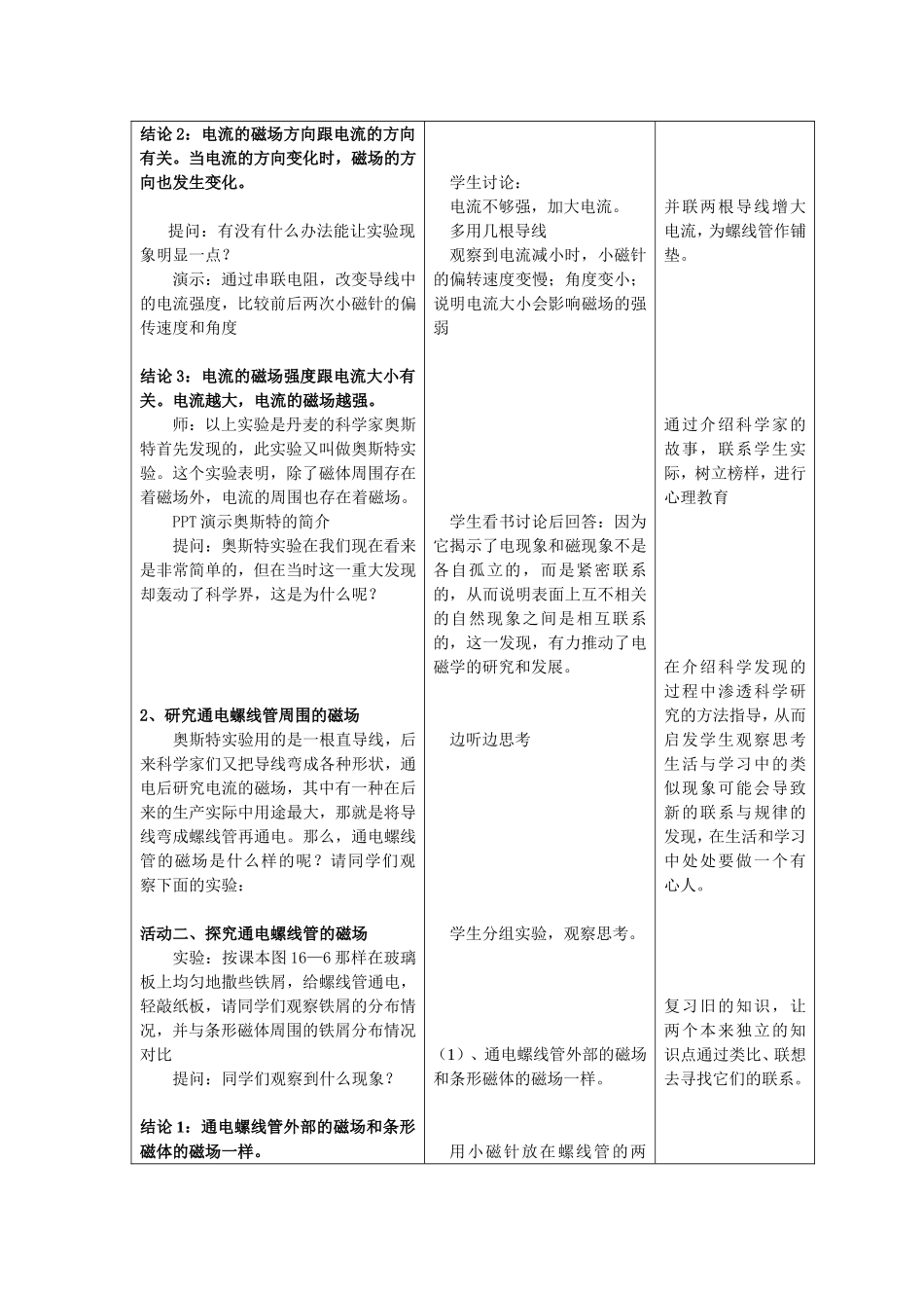 162电流的磁场(教学设计)_第3页