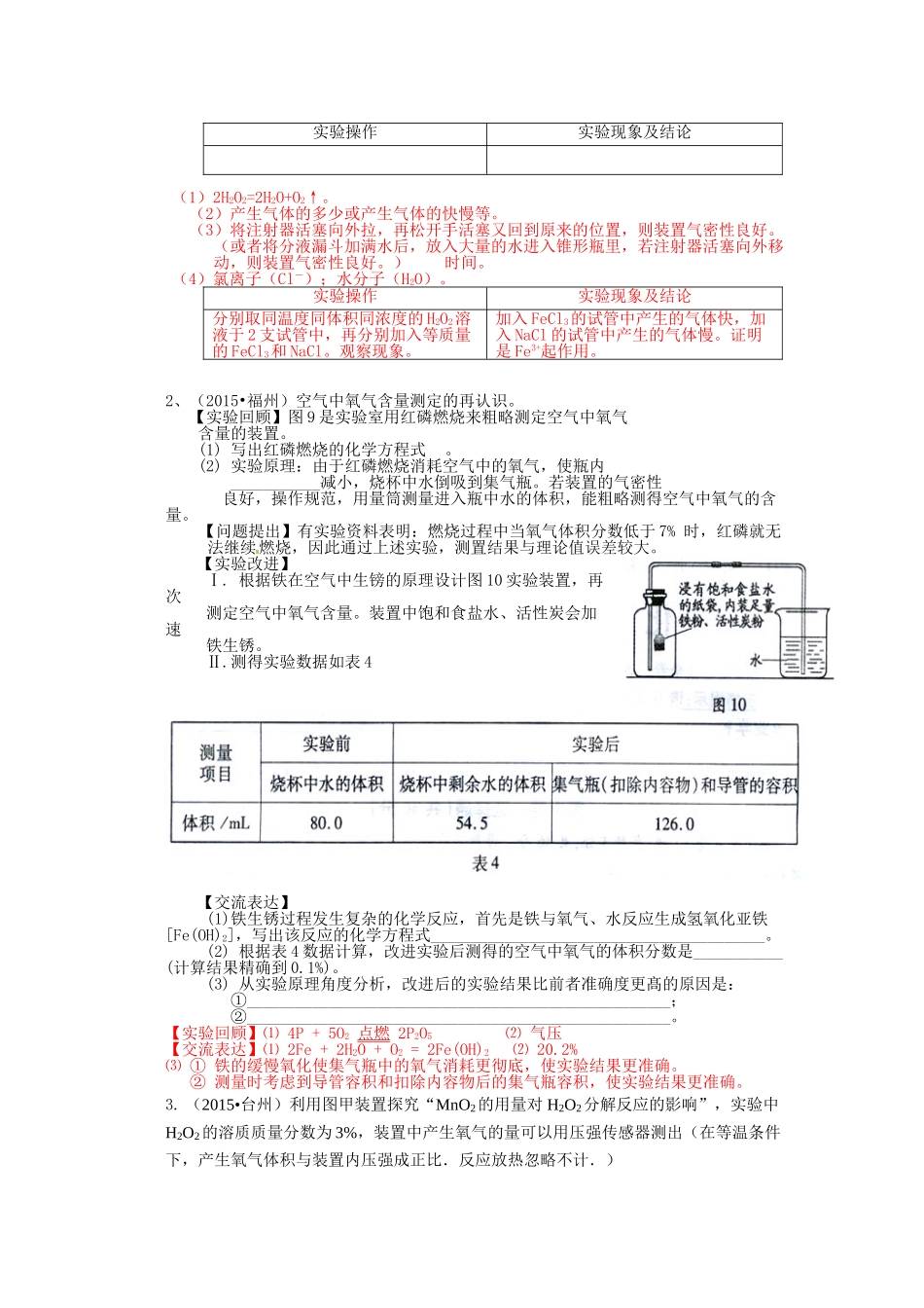 2015中考化学试题分类汇编3-第二单元我们周围的空气_第3页