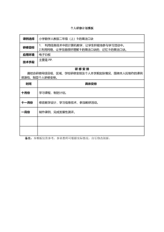 王洁琴个人研修计划