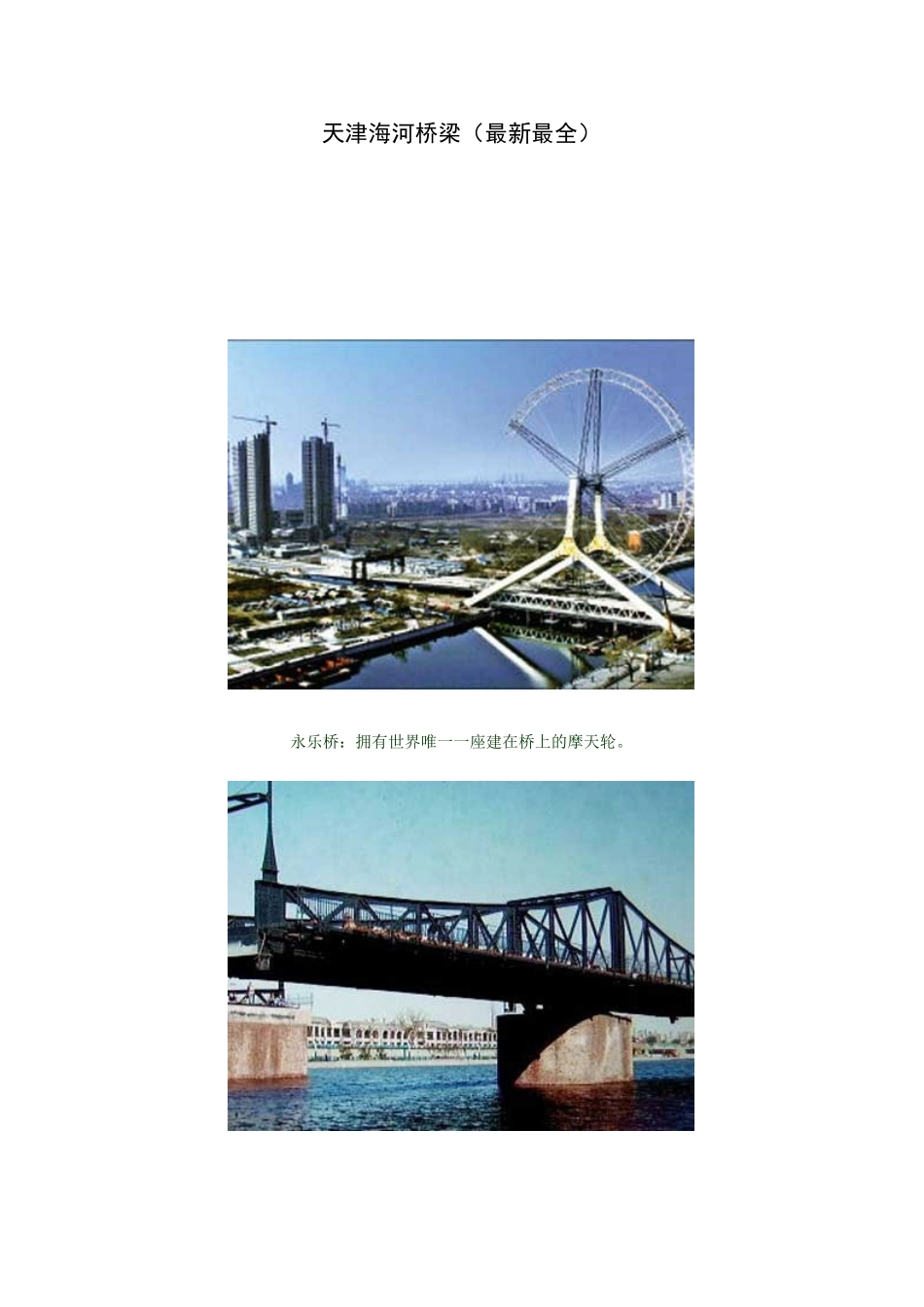 天津海河上的桥(最新最全)_第1页