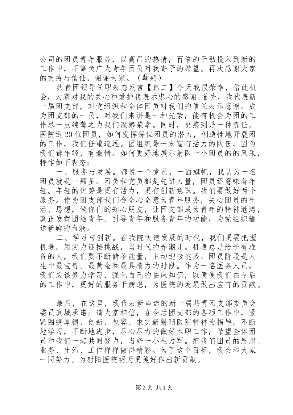 共青团领导任职表态发言_第2页