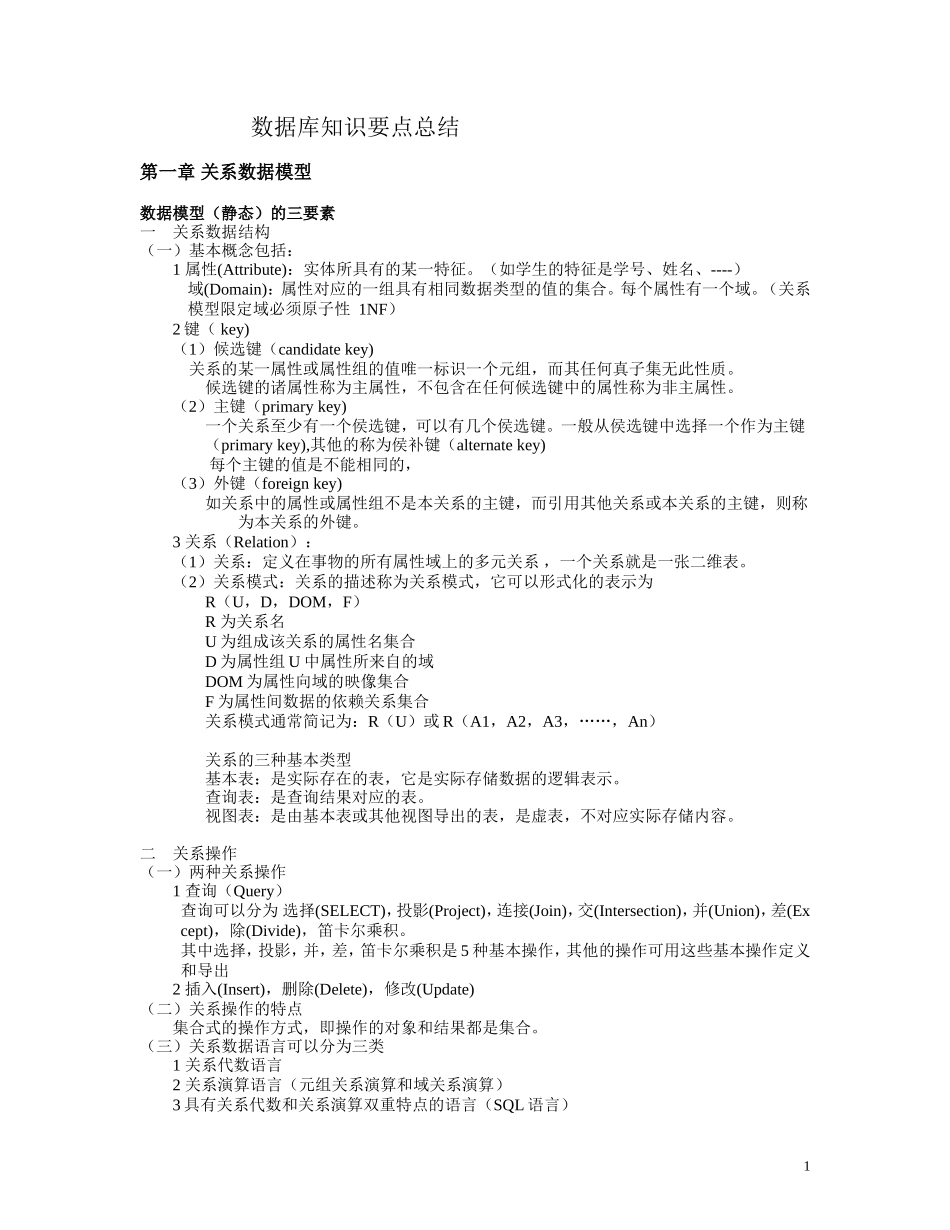 数据库基础知识个人整理版-强烈推荐_第1页