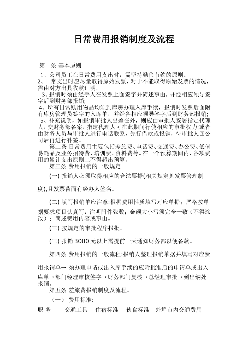 日常费用报销制度及流程_第1页