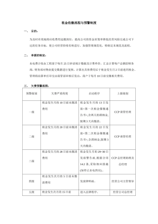 租金费用收缴流程与预警制度