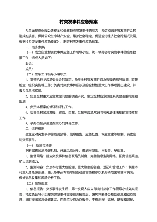 村突发事件应急预案