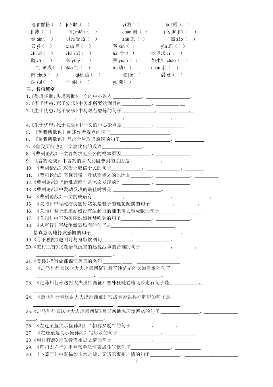 九下字词和名句练习_第2页