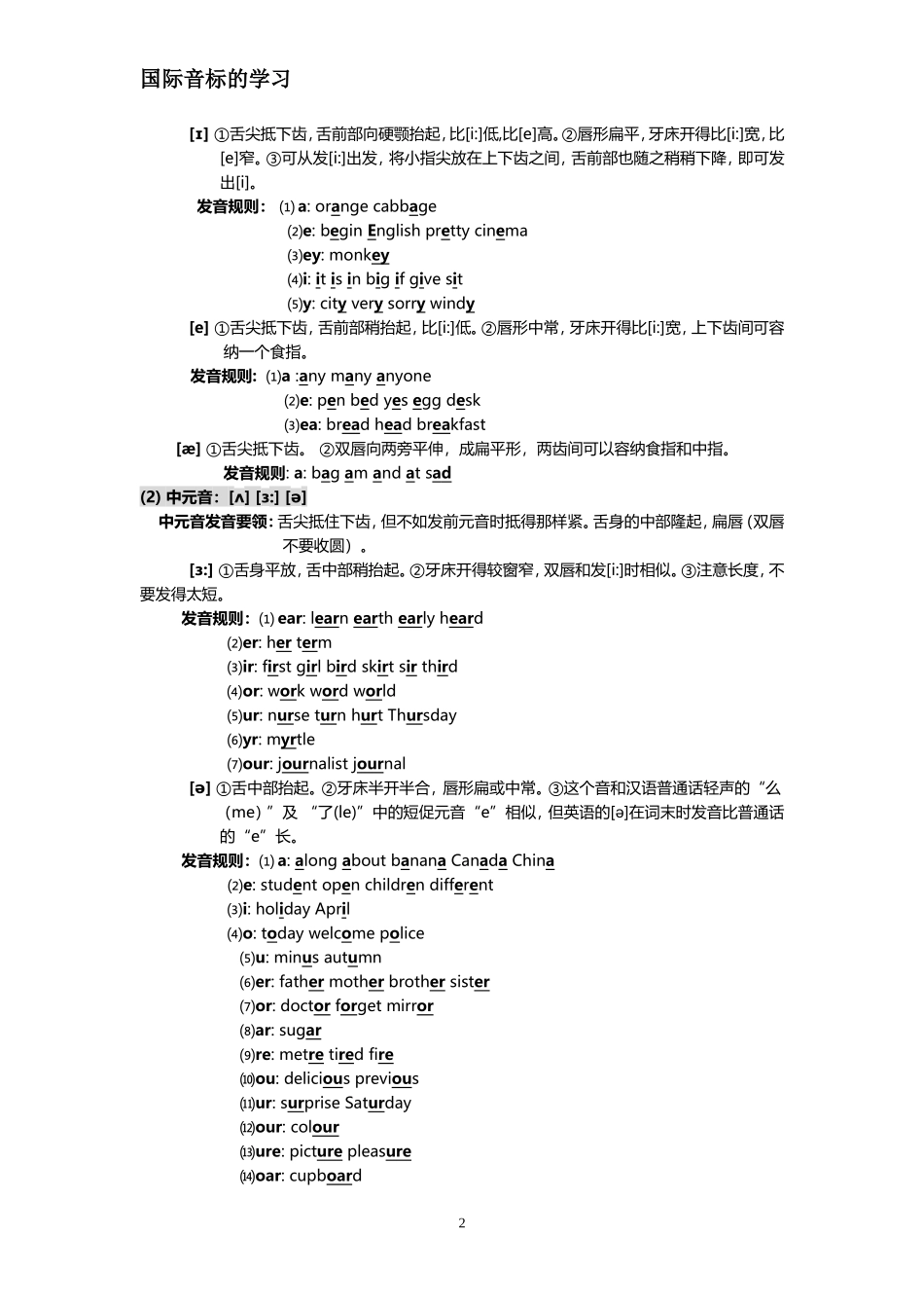 英语国际音标及发音规则_第2页
