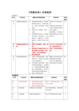 《导游实务》内容组织
