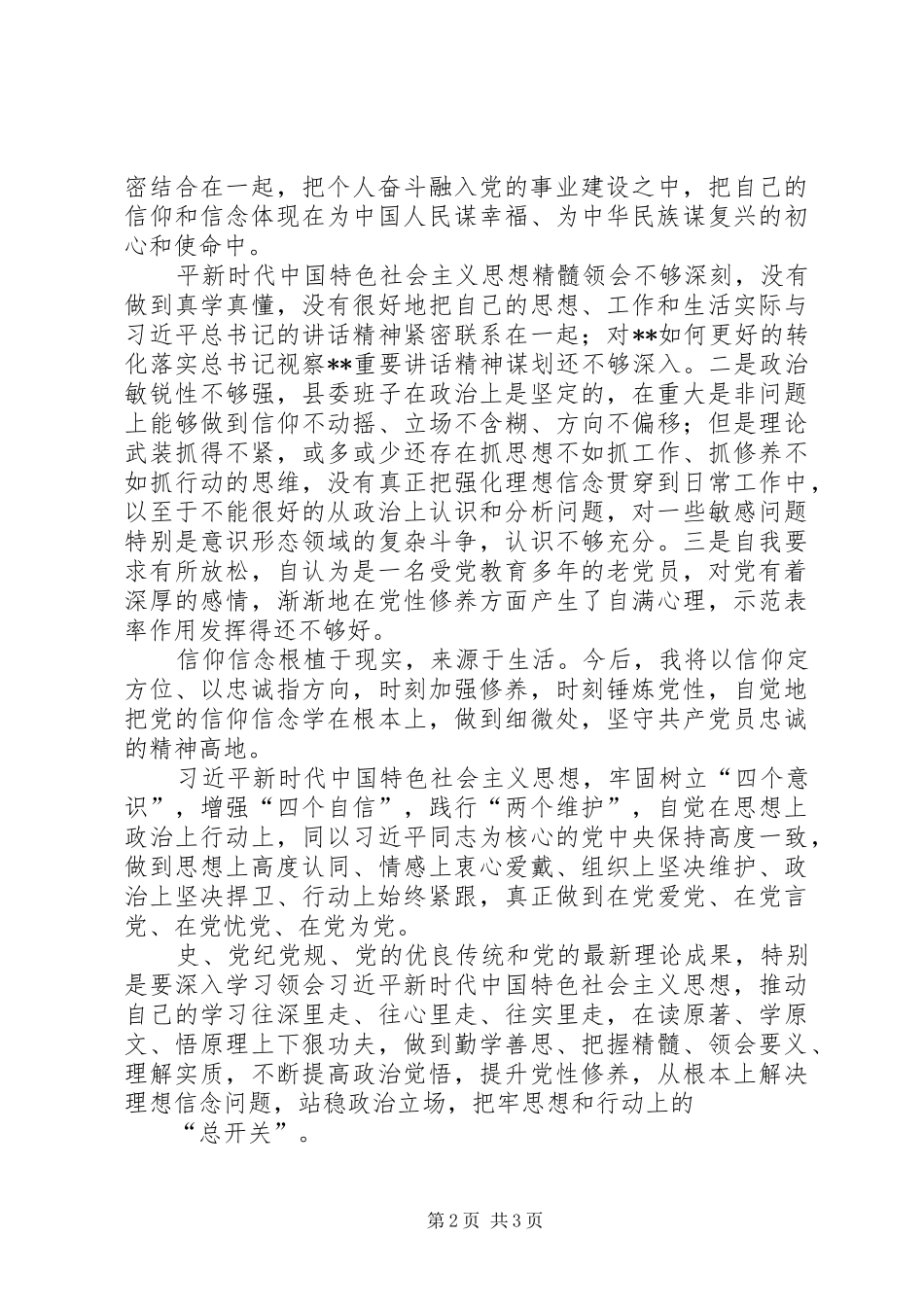 党员干部主题教育“理想信念”专题研讨发言材料_第2页
