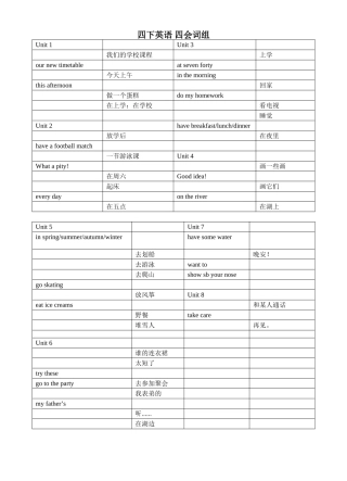4b英语四会词组