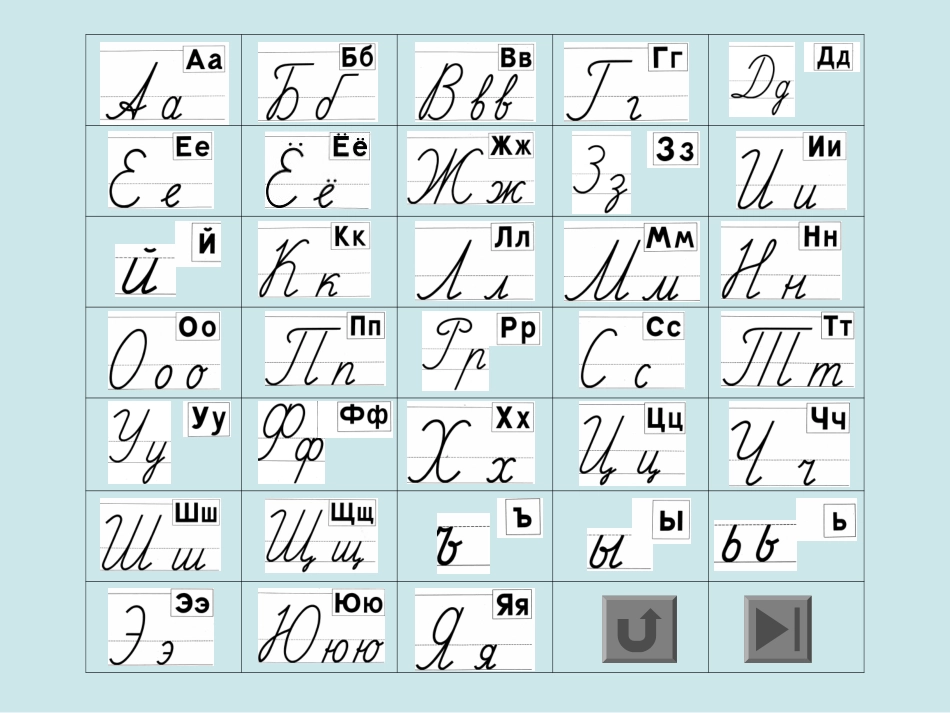 俄语字母手写体和印刷体对照表_第2页