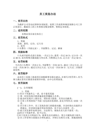 物业公司员工奖惩制度