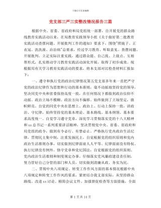 党支部三严三实整改情况报告三篇
