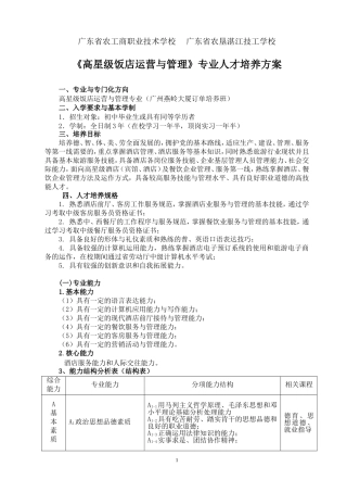 高星级饭店运营与管理专业人才培养方案