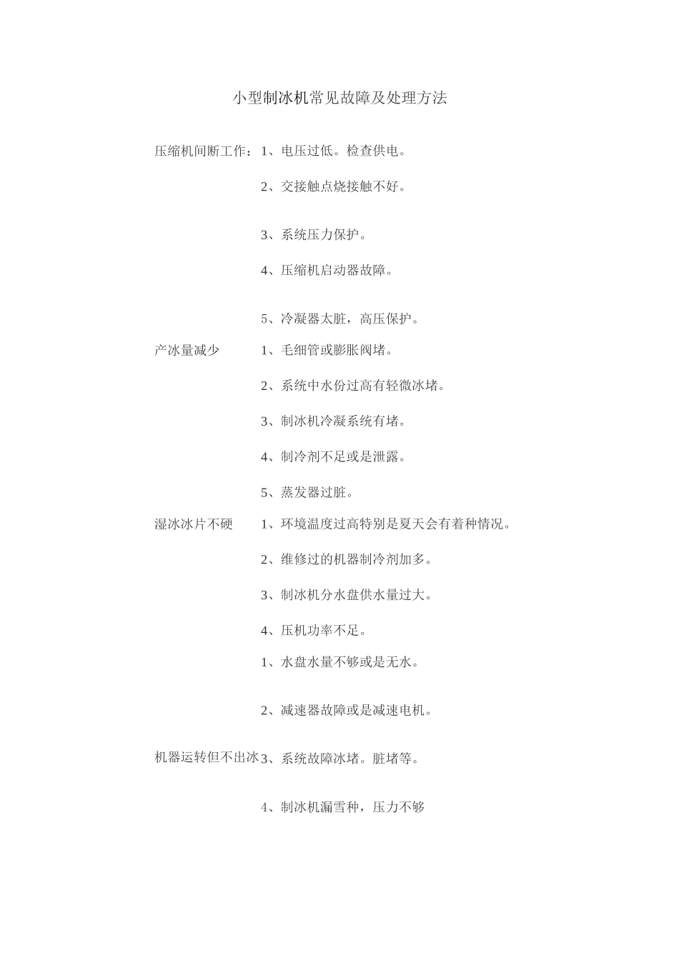 制冰机常见故障及处理方法_第1页