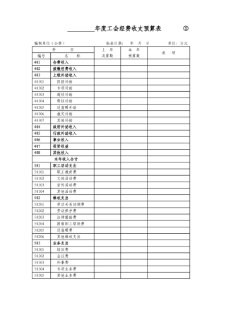工会经费收支预算表①