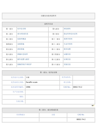 石蜡安全技术说明书