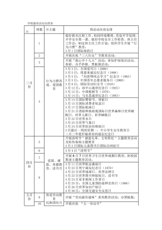 学校德育活动安排表