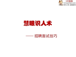 慧眼识人术—招聘面试技巧-HR猫猫